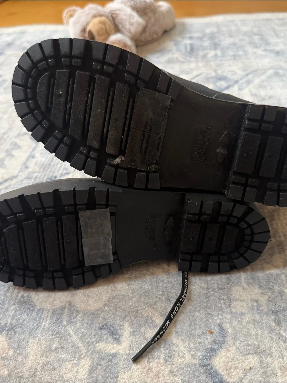 Brand new, Never worn Michael Kors Black Lace-Up Rain Boot with Branded Laces